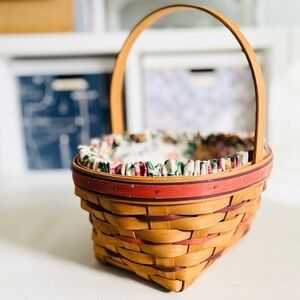 [Longaberger] 1995 Easter Basket Floral Liner Protector Oval Pink Purple Details
